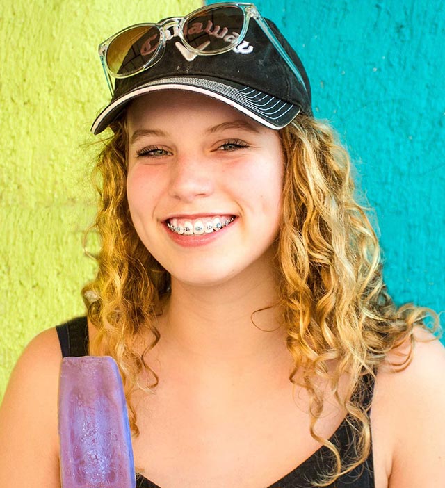 Smiling patient with braces